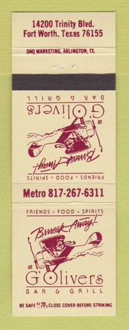 Matchbook Cover - G'Olivers Bar Grill Fort Worth TX