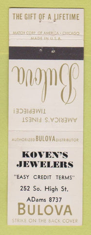 Matchbook Cover - Bulova Watches Koven's Jewelry