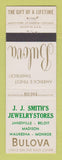 Matchbook Cover - Bulova Watches JJ Smith's Jewelry Store Janesville Beloit WI