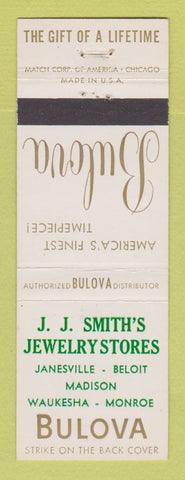 Matchbook Cover - Bulova Watches JJ Smith's Jewelry Store Janesville Beloit WI