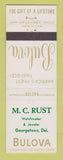 Matchbook Cover - Bulova Watches MC Rust Jewelry Georgetown DE