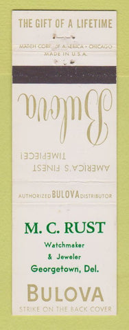 Matchbook Cover - Bulova Watches MC Rust Jewelry Georgetown DE