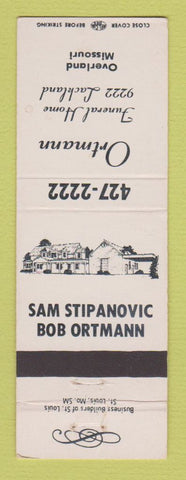 Matchbook Cover - Ortmann Funeral Home Overland MO