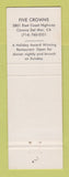 Matchbook Cover - Five Crowns Corona Del Mar CA