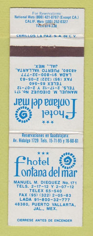 Matchbook Cover - Hotel Fontanta Del Mar Puerto Vallarta Mexico