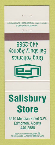 Matchbook Cover - Salisbury Store Edmonton AB