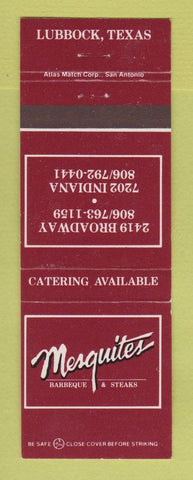 Matchbook Cover - Mesquites BBQ Steaks Lubbock TX