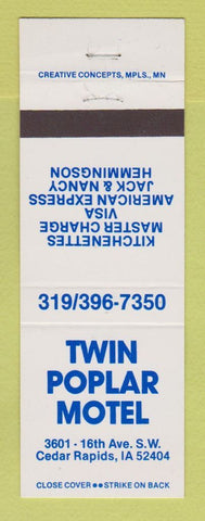 Matchbook Cover - Twin Poplar Motel Cedar Rapids IA