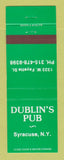 Matchbook Cover - Dublin's Pub Syracuse NY