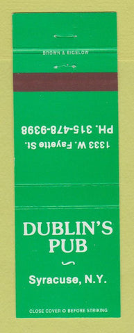 Matchbook Cover - Dublin's Pub Syracuse NY