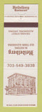 Matchbook Cover - Heidelberg Restaurant Alexandria VA