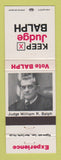 Matchbook Cover - Judge William Balph New Castle PA