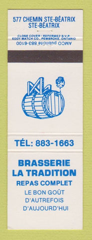 Matchbook Cover - Brasserie La Tradition Ste Beatrix QC