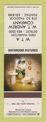 Matchbook Cover - American Standard Bathroom Fixtures WTA Pontiac Detroit MI