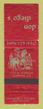 Matchbook Cover - Don Diego's Mexican Restaurant Anaheim CA
