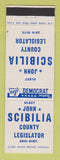 Matchbook Cover - John Scibilia County Legislator Election Rochester NY
