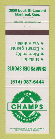 Matchbook Cover - Champs Sports Bar Restaurant Montreal QC