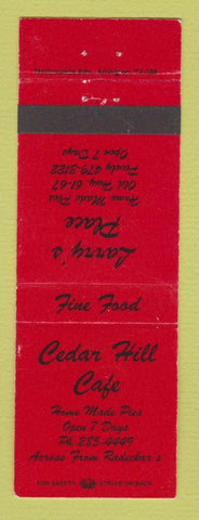 Matchbook Cover - Larry's Place Cedar Hill Cafe Pevely? MO?