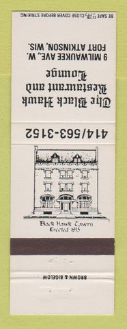 Matchbook Cover - Black Hawk Restaurant Lounge Fort Atkinson WI