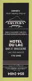 Matchbook Cover - Cabaret Sabresier Hotel Du Lac Cabano Lac Des Aigles QC