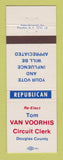 Matchbook Cover - Tom Van Voorhis Circuit Clerk Douglas County