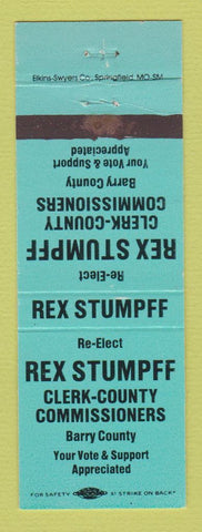 Matchbook Cover - Rex Stumpff Clerk County Commissioner Barry County WEAR