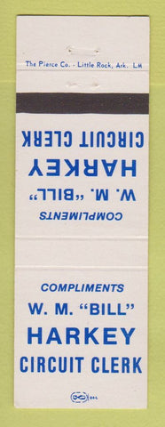 Matchbook Cover - WM Bill Harkey Circuit Clerk Election