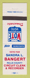 Matchbook Cover - Sandra Bangert Ralls County Recorder Election