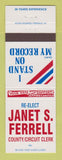 Matchbook Cover - Janet Ferrell County Clerk Election