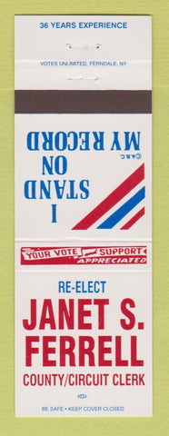 Matchbook Cover - Janet Ferrell County Clerk Election