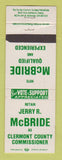 Matchbook Cover - Jerry McBride Clermont County Commissioner Election OH