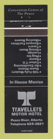 Matchbook Cover - Travellers Motor Hotel Peace River AB