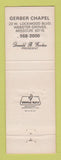 Matchbook Cover - Gerber Chapel Funeral Home Webster Groves MO