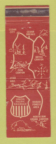 Matchbook Cover - Union Pacific Railroad Utah Parks Cedar City UT WEAR
