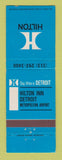 Matchbook Cover - Hilton Hotel Detroit MI Airport