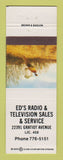 Matchbook Cover - Ed's Radio TV Detroit? MI