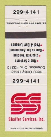 Matchbook Cover - Scaffer Services Vending billiards Columbus OH