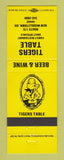 Matchbook Cover - Tigers Table Restaurant New Middletown OH