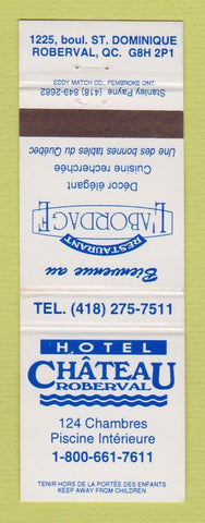 Matchbook Cover - Hotel Chateau Roberval QZ L'Arbordage Restaurant