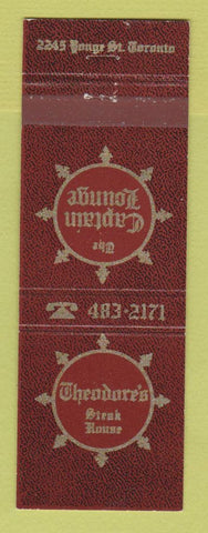 Matchbook Cover - Theodore's Steak House Toronto ON Captain Lounge