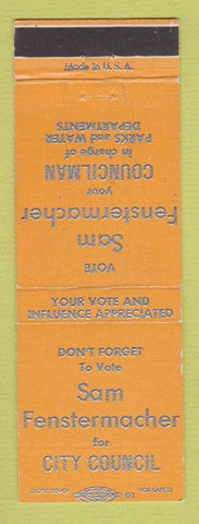 Matchbook Cover - Sam Fenstermacher for City Council