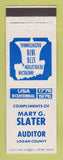 Matchbook Cover - Mary Slater for Auditor Election Logan County 1976