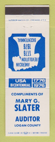 Matchbook Cover - Mary Slater for Auditor Election Logan County 1976