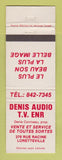 Matchbook Cover - Denis Audio TV Loretteville QC WEAR