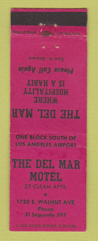 Matchbook Cover - Del Mar Motel El Segundo CA Los Angeles