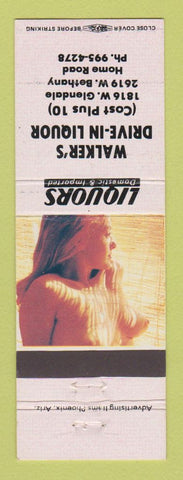 Matchbook Cover - Walker's Drive In Liquor Store Phoenix? AZ pinup