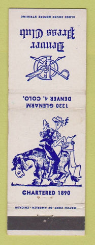 Matchbook Cover - Denver Press Club Colorado