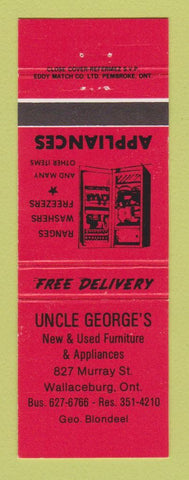 Matchbook Cover - Uncle George's Furniture Appliances Wallaceburg ON