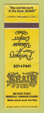Matchbook Cover - Shair Waterbeds Honolulu Hawaii