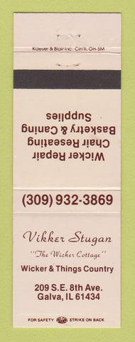 Matchbook Cover - Vikker Stugan Wicker Furniture Repair Galva IL WEAR